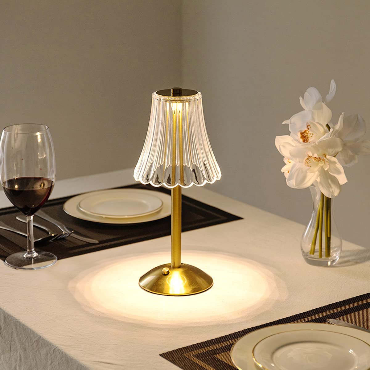 Golden Crystal Glass Table Lamp in Decorative Design with Sparkling Shade - Image 3