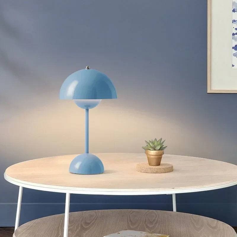 Wireless Round Metal Table Lamp Rechargeable Touch Dimmable - Image 11