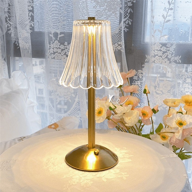 Golden Crystal Glass Table Lamp in Decorative Design with Sparkling Shade - Image 10
