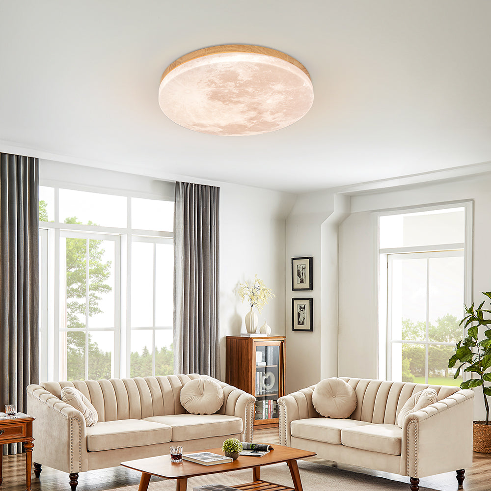 Moon Round Flush Ceiling Light Soft Ambient Indoor Lighting - Image 10