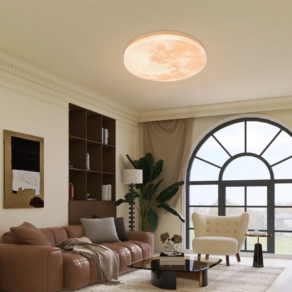 Moon Round Flush Ceiling Light Soft Ambient Indoor Lighting - Image 13