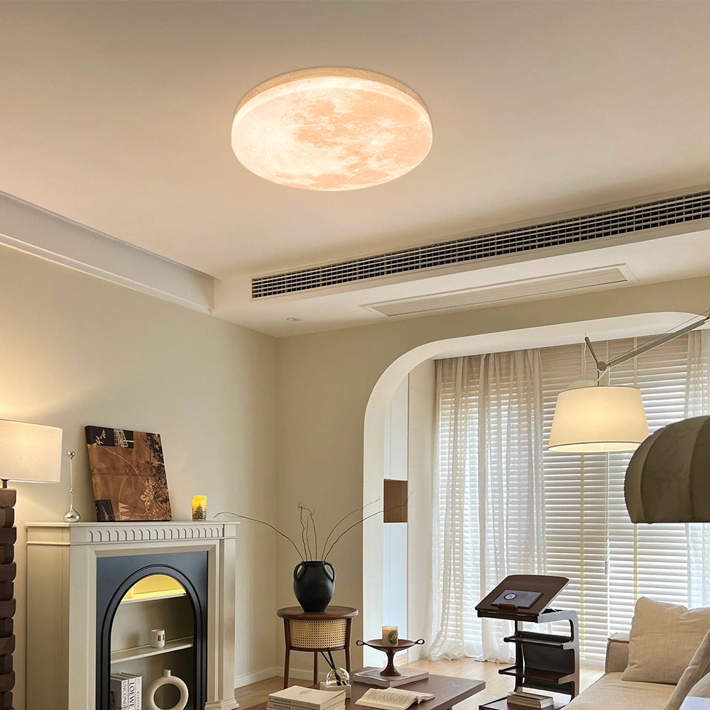 Moon Round Flush Ceiling Light Soft Ambient Indoor Lighting - Image 14