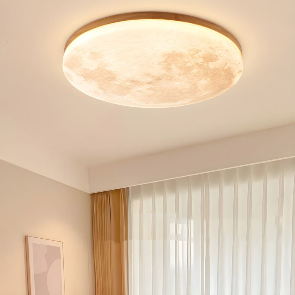 Moon Round Flush Ceiling Light Soft Ambient Indoor Lighting