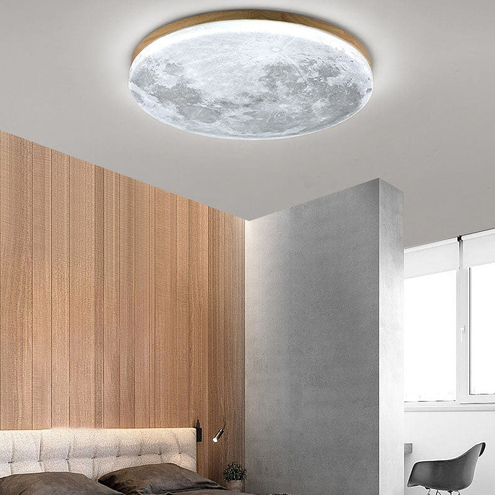 Moon Round Flush Ceiling Light Soft Ambient Indoor Lighting - Image 2