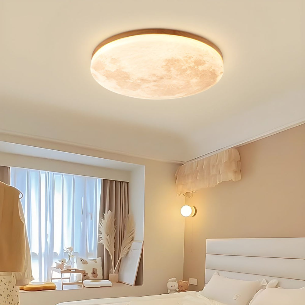 Moon Round Flush Ceiling Light Soft Ambient Indoor Lighting - Image 3