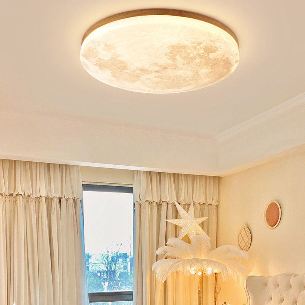 Moon Round Flush Ceiling Light Soft Ambient Indoor Lighting - Image 4