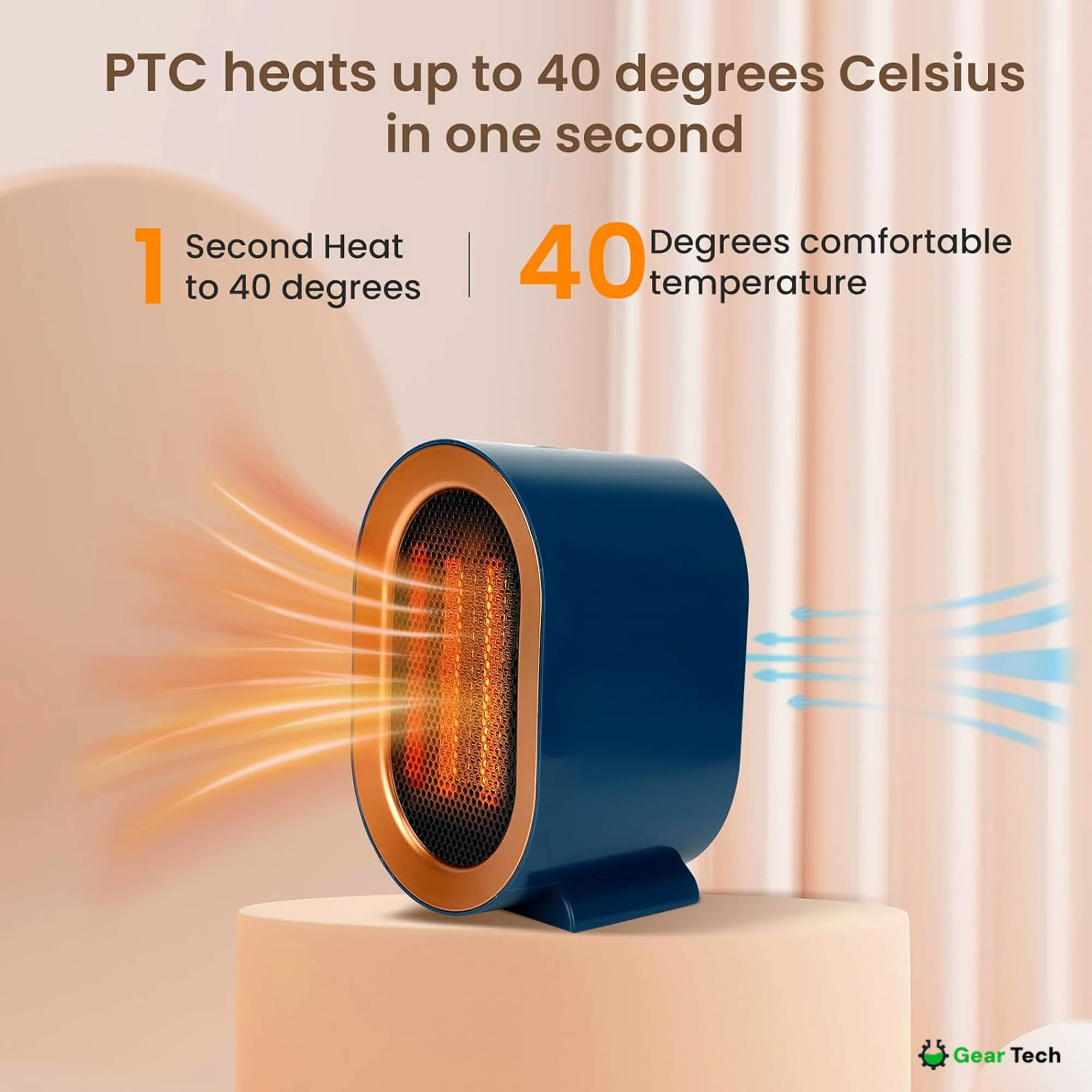 Quiet Small Electric Heater with Adjustable Thermostat - Image 8