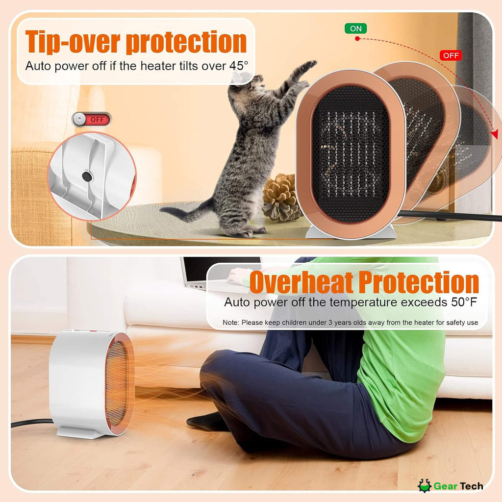 Quiet Small Electric Heater with Adjustable Thermostat - Image 9
