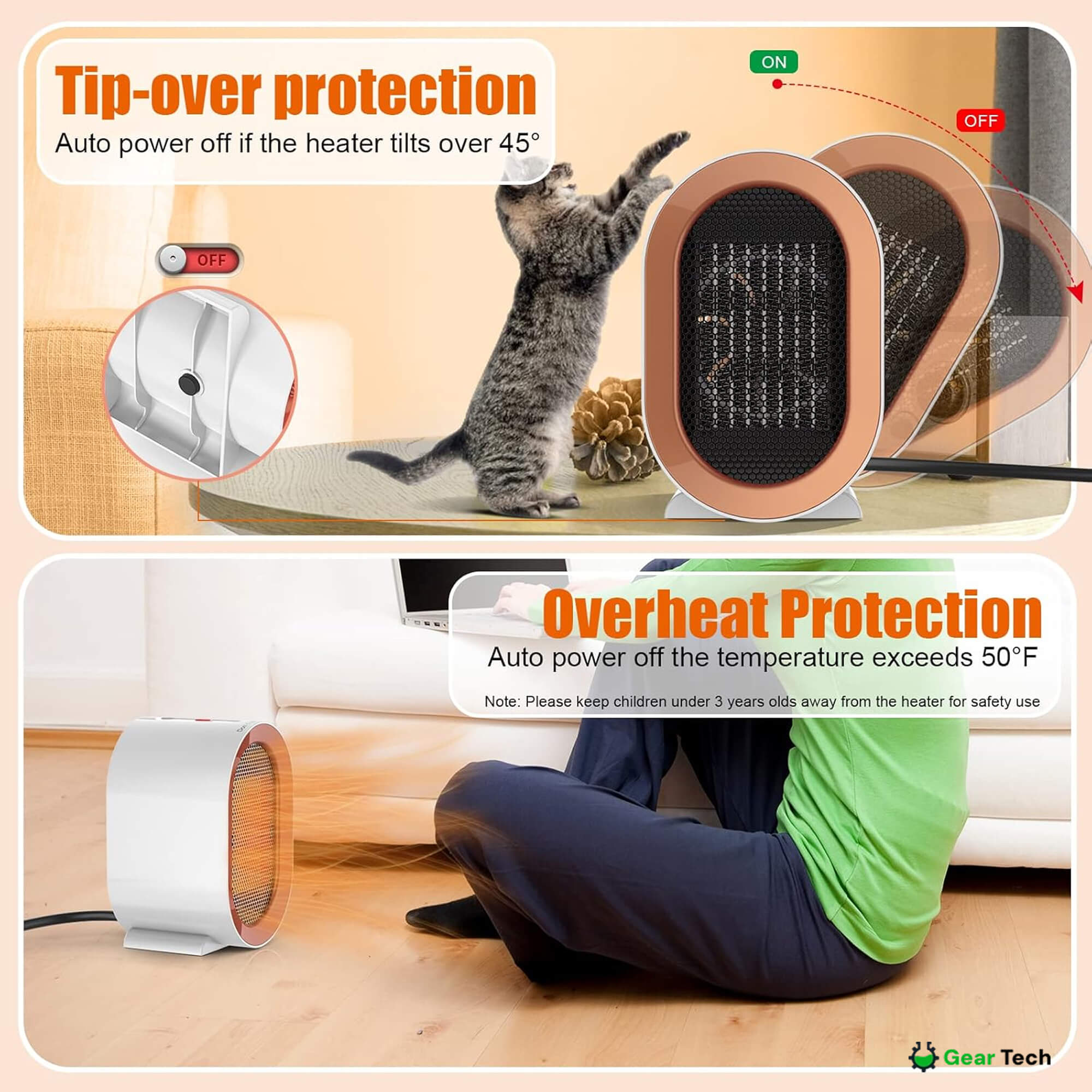 Quiet Small Electric Heater with Adjustable Thermostat - Image 9