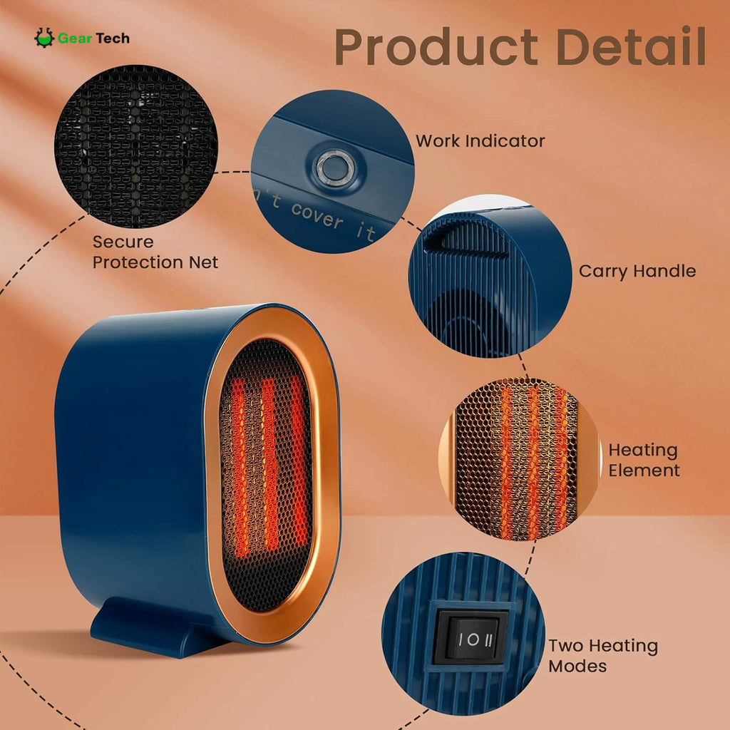 Quiet Small Electric Heater with Adjustable Thermostat - Image 3