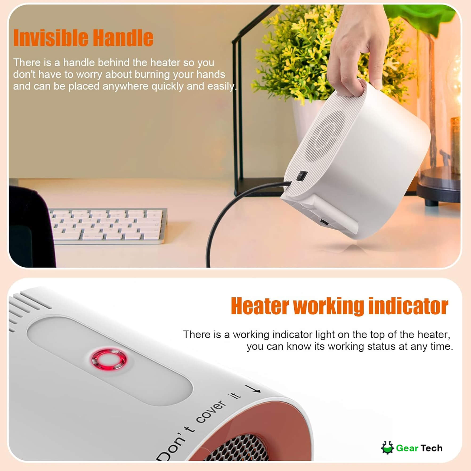 Quiet Small Electric Heater with Adjustable Thermostat - Image 6