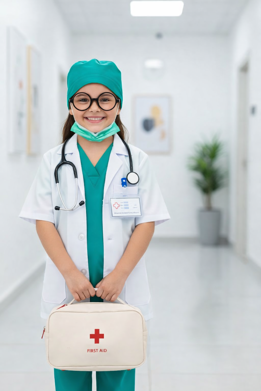 Kids Doctor Costume Set Lab Coat Stethoscope Medical Accessories - Image 5