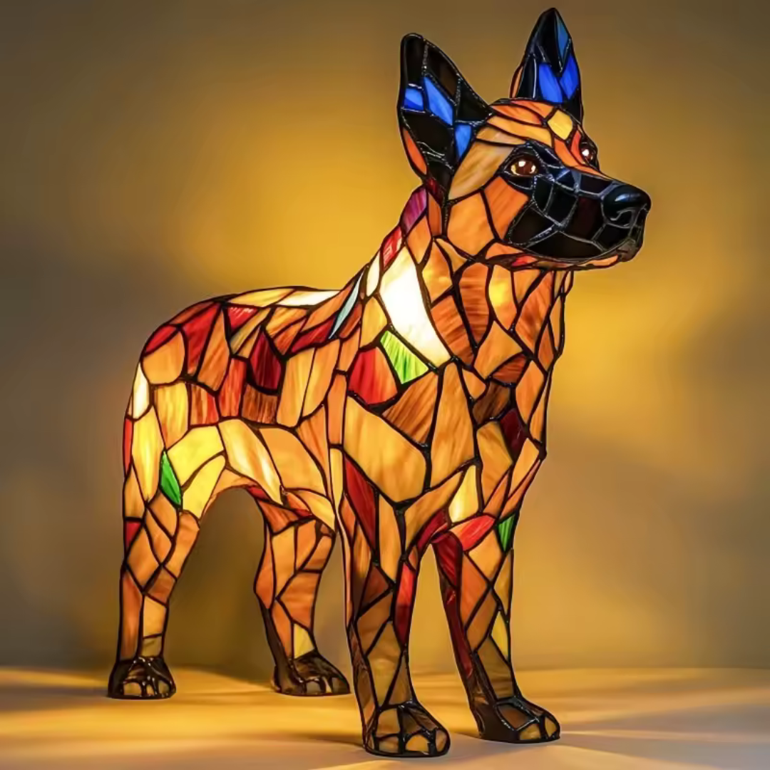 Stained Glass Dog Shaped Mosaic Table Lamp Multicolour - Image 8