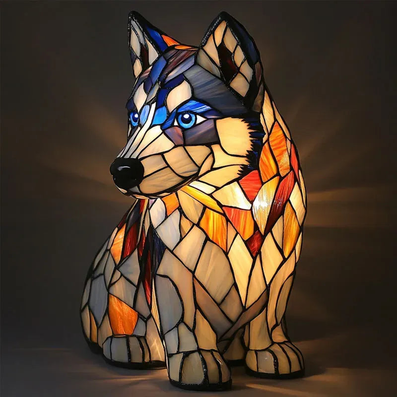 Stained Glass Dog Shaped Mosaic Table Lamp Multicolour - Image 10