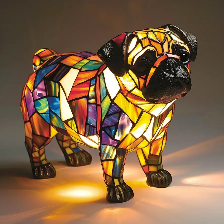 Stained Glass Dog Shaped Mosaic Table Lamp Multicolour - Image 11