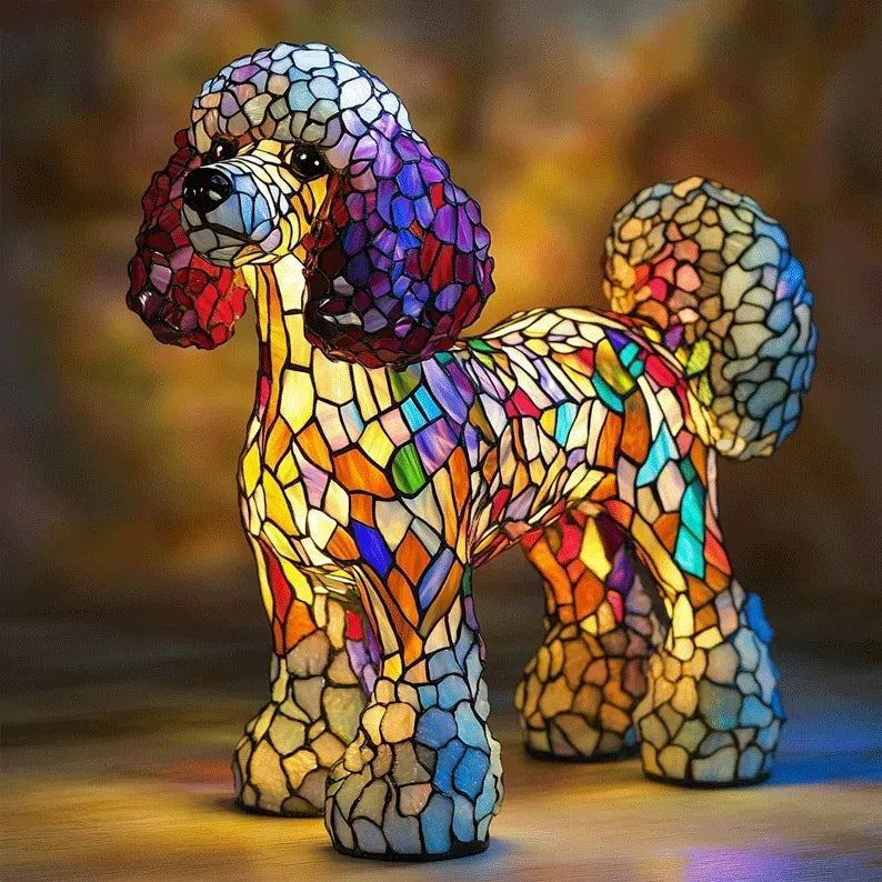 Stained Glass Dog Shaped Mosaic Table Lamp Multicolour - Image 12