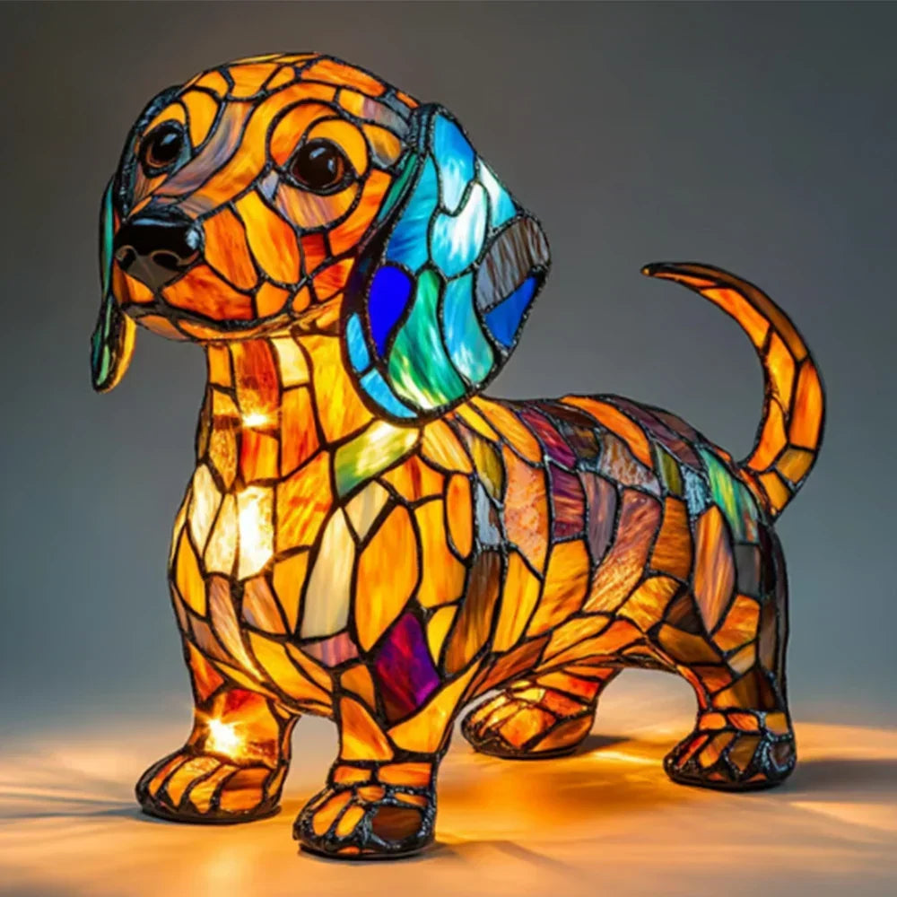 Stained Glass Dog Shaped Mosaic Table Lamp Multicolour - Image 4