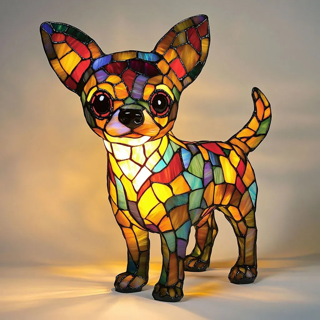Stained Glass Dog Shaped Mosaic Table Lamp Multicolour - Image 5