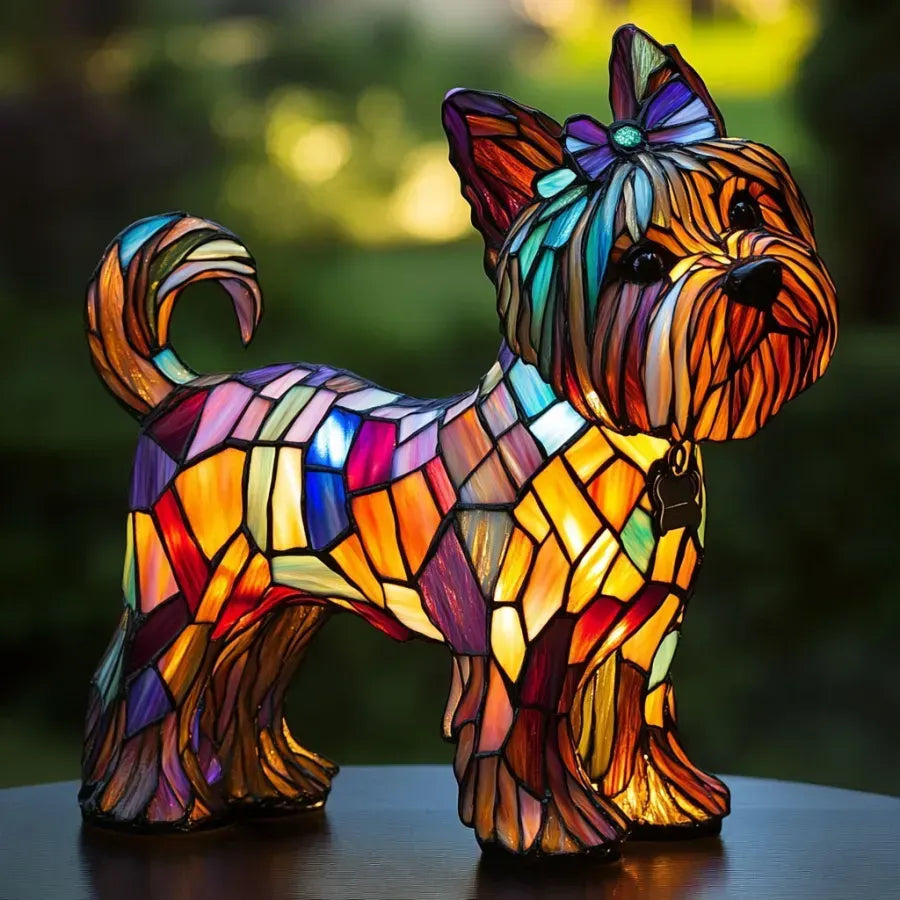 Stained Glass Dog Shaped Mosaic Table Lamp Multicolour - Image 6