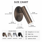 Adjustable Cylindrical Metal Wall Reading Lamp LED Bedside - Image 16