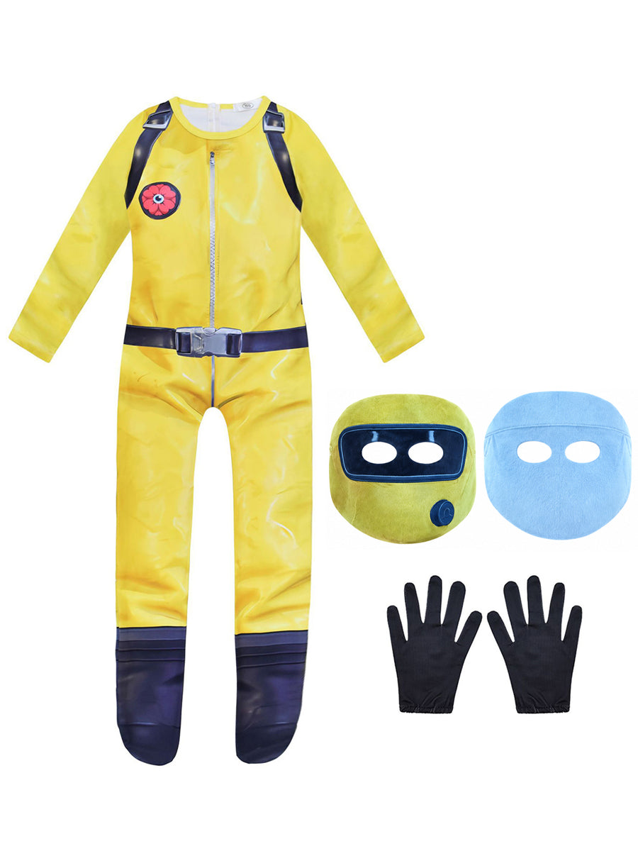 Yellow Hazmat Suit Costume Kids Adult Jumpsuit Mask Gloves Set - Image 10
