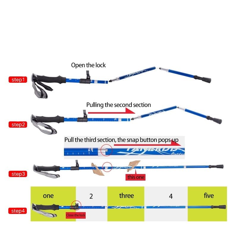 Hiking Poles Adjustable Foldable Sticks for Walking & Trekking - Image 12