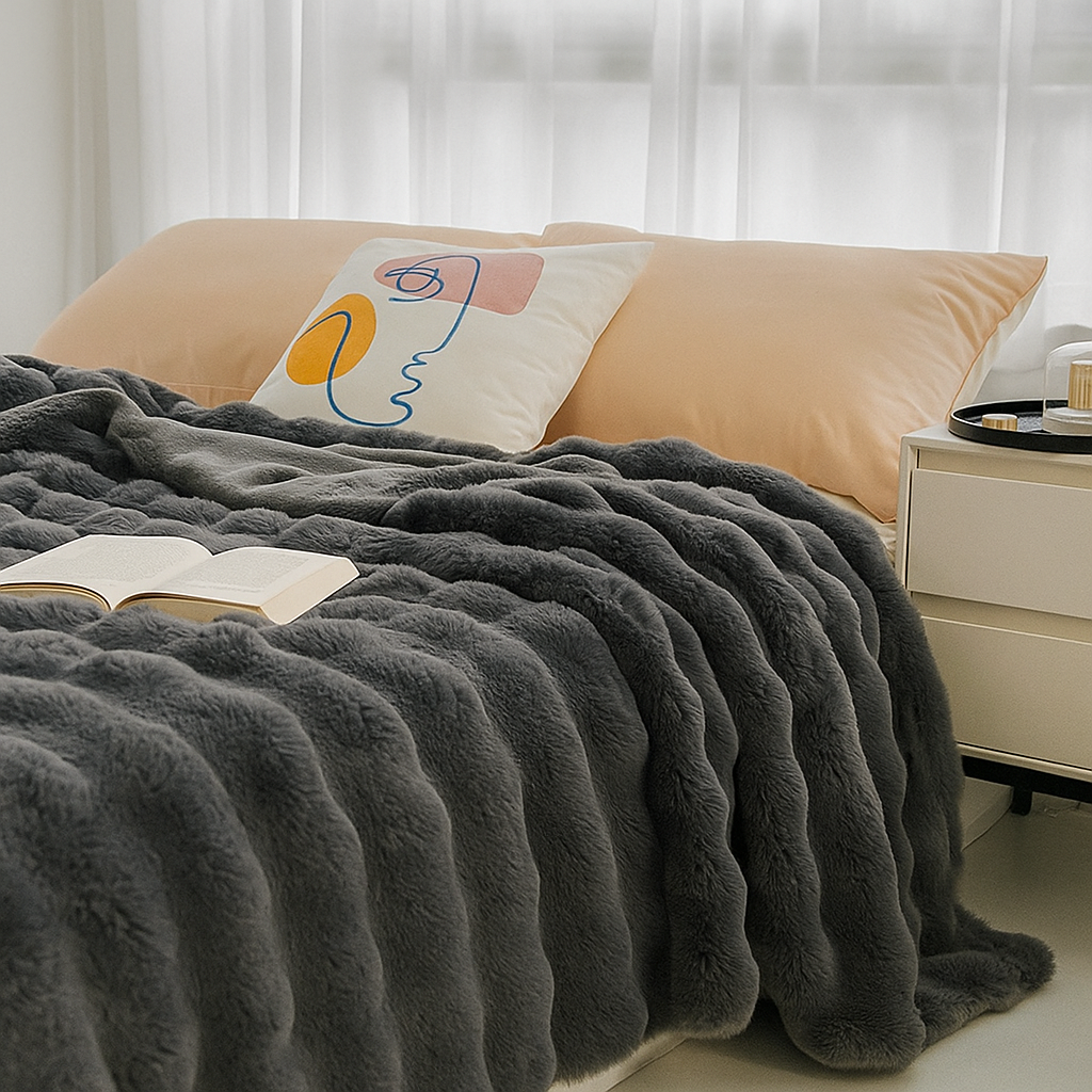 Reversible Bubble Pattern Blanket Cozy All-Season Home Throw