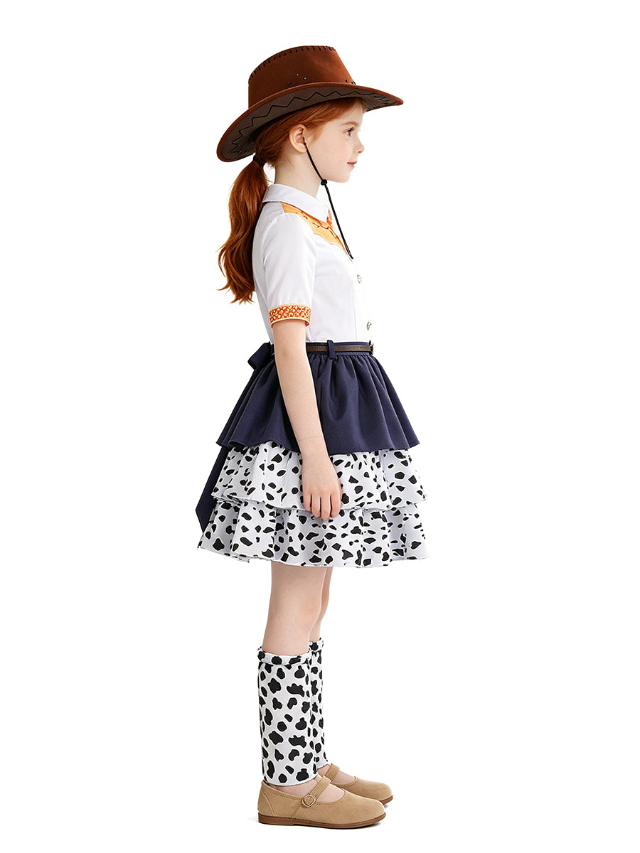 Womens 4 Piece Cowgirl Costume Set Cow Print - Image 2