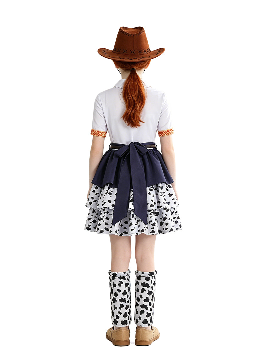 Womens 4 Piece Cowgirl Costume Set Cow Print - Image 3