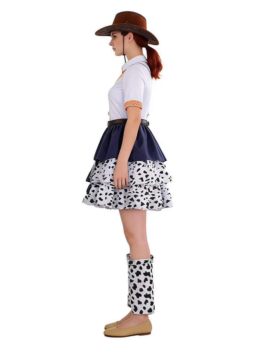 Womens 4 Piece Cowgirl Costume Set Cow Print - Image 6