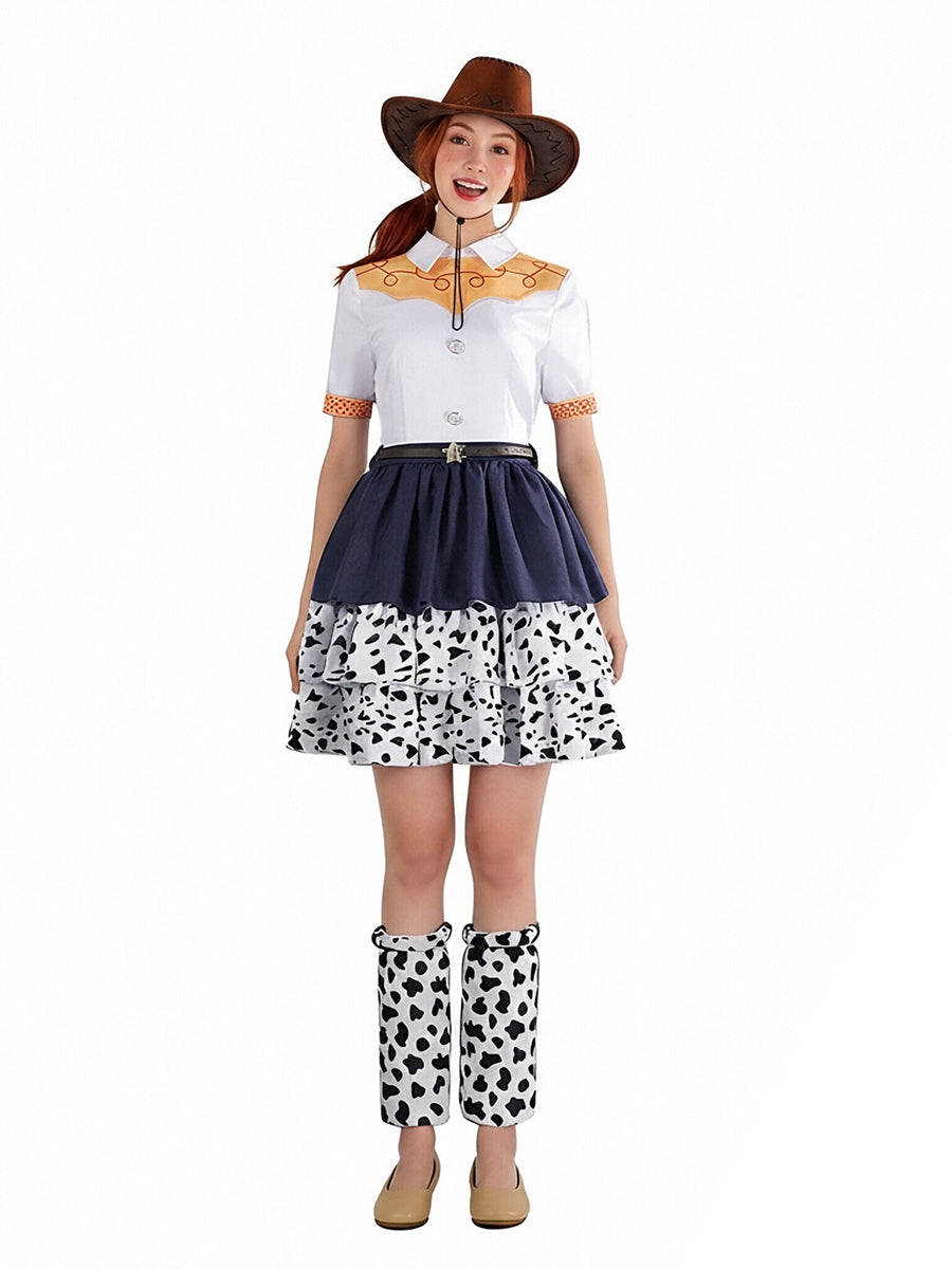 Womens 4 Piece Cowgirl Costume Set Cow Print - Image 8