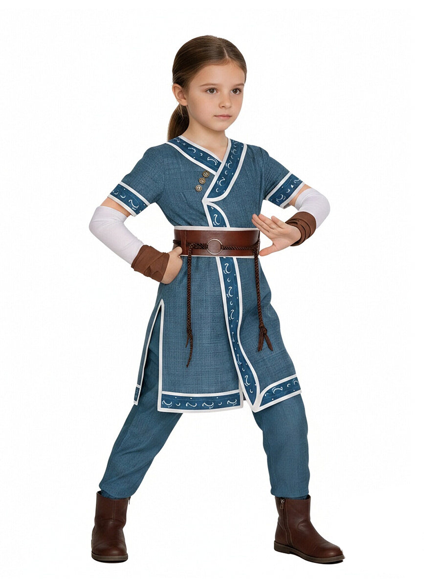 Water Tribe Costume Blue Warrior Cosplay Tunic Set - Image 2