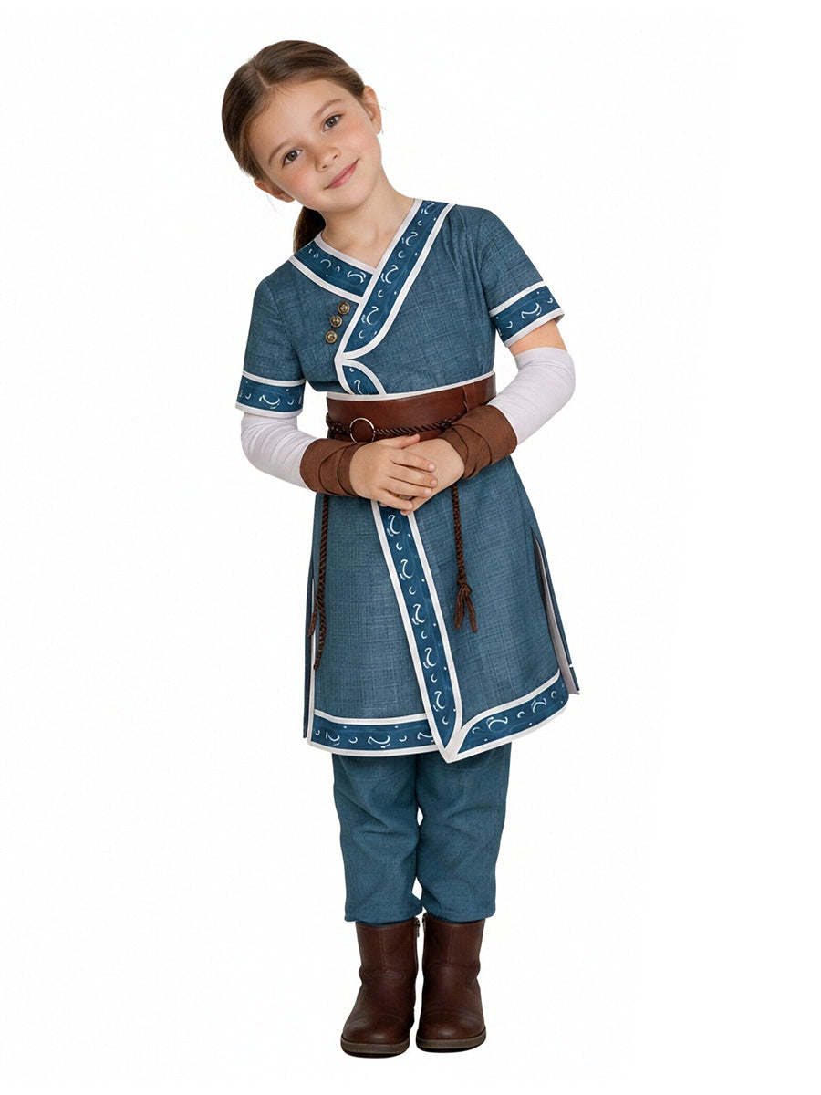 Water Tribe Costume Blue Warrior Cosplay Tunic Set - Image 5