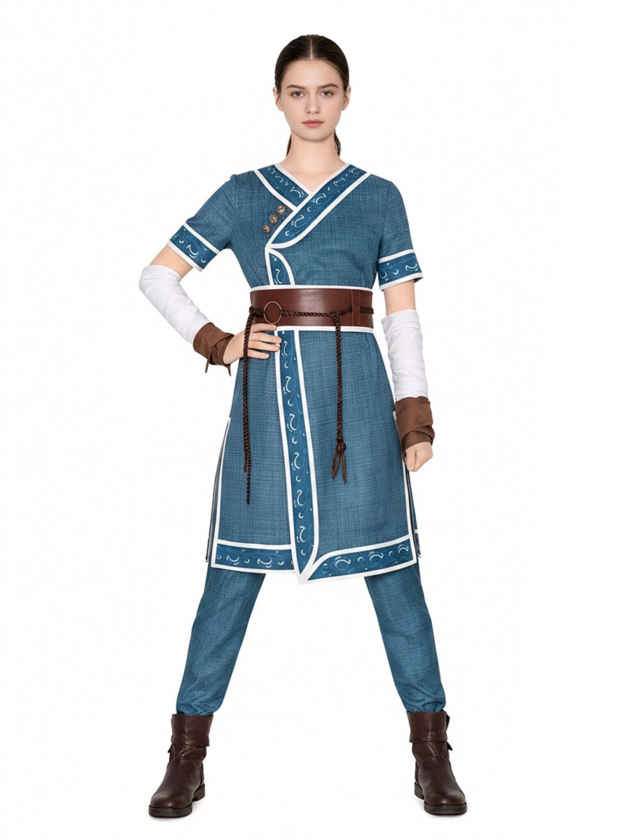 Water Tribe Costume Blue Warrior Cosplay Tunic Set - Image 6