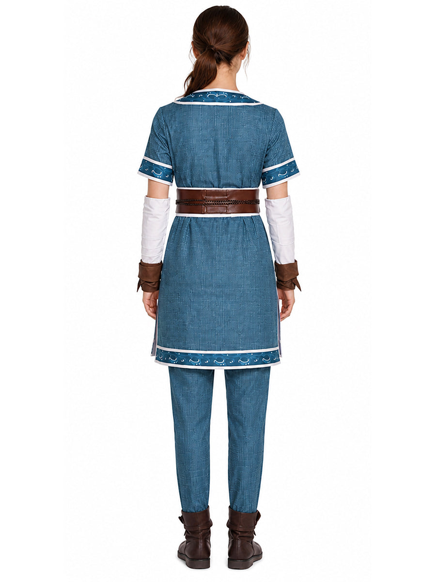 Water Tribe Costume Blue Warrior Cosplay Tunic Set - Image 7