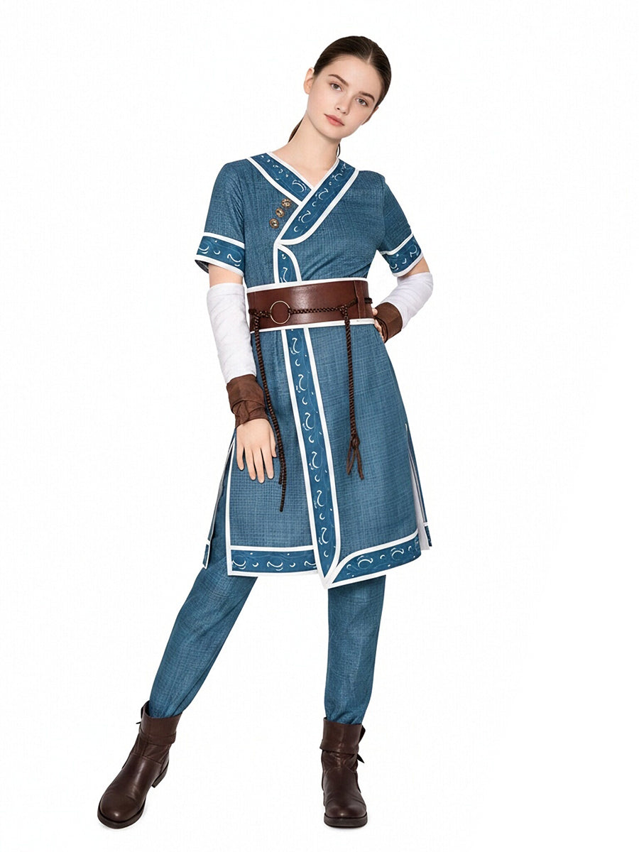 Water Tribe Costume Blue Warrior Cosplay Tunic Set - Image 8