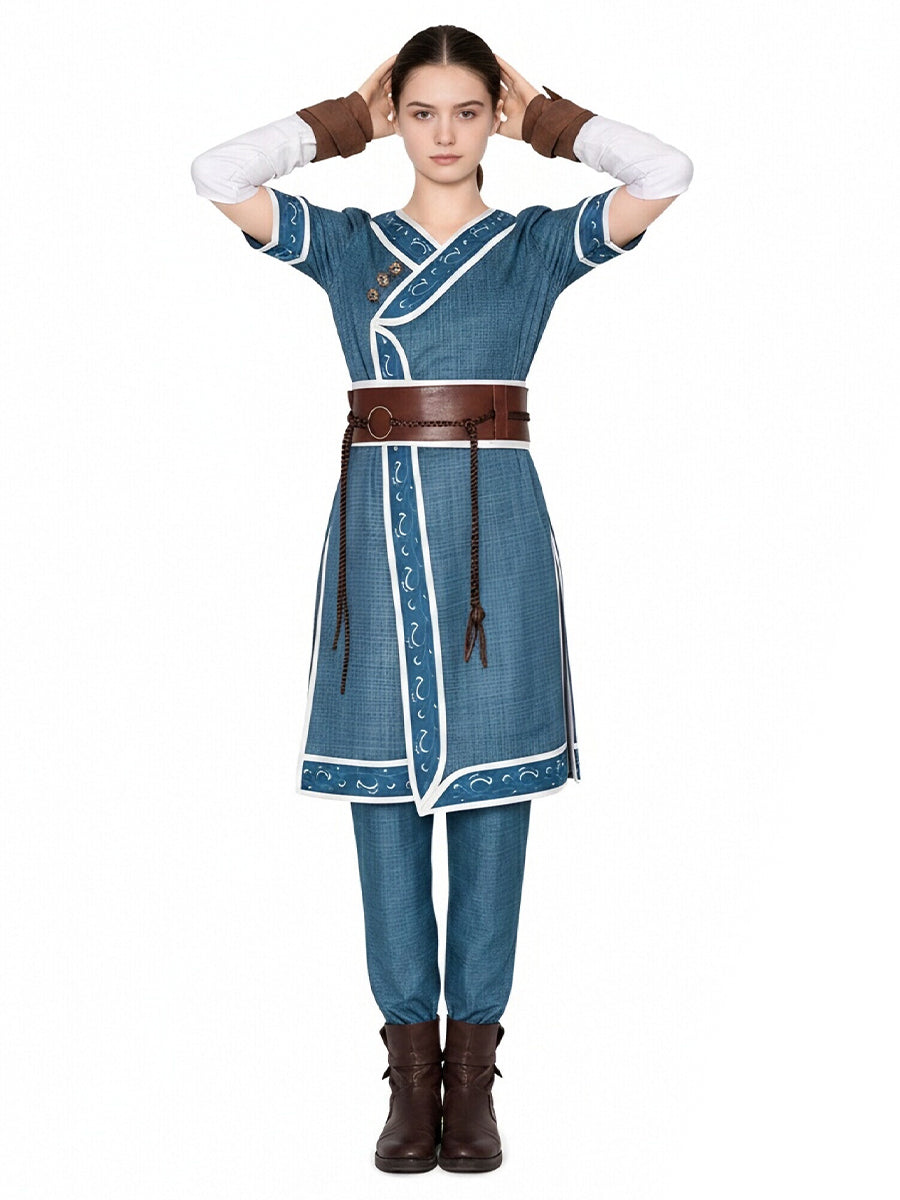 Water Tribe Costume Blue Warrior Cosplay Tunic Set - Image 9