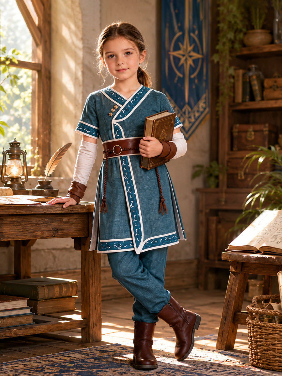 Water Tribe Costume Blue Warrior Cosplay Tunic Set