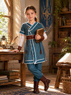 Water Tribe Costume Blue Warrior Cosplay Tunic Set