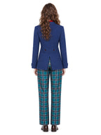 3 Piece Cosplay Set Blue Coat Plaid Pants - Image 3