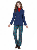 3 Piece Cosplay Set Blue Coat Plaid Pants - Image 4