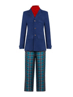 3 Piece Cosplay Set Blue Coat Plaid Pants - Image 7
