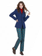 3 Piece Cosplay Set Blue Coat Plaid Pants