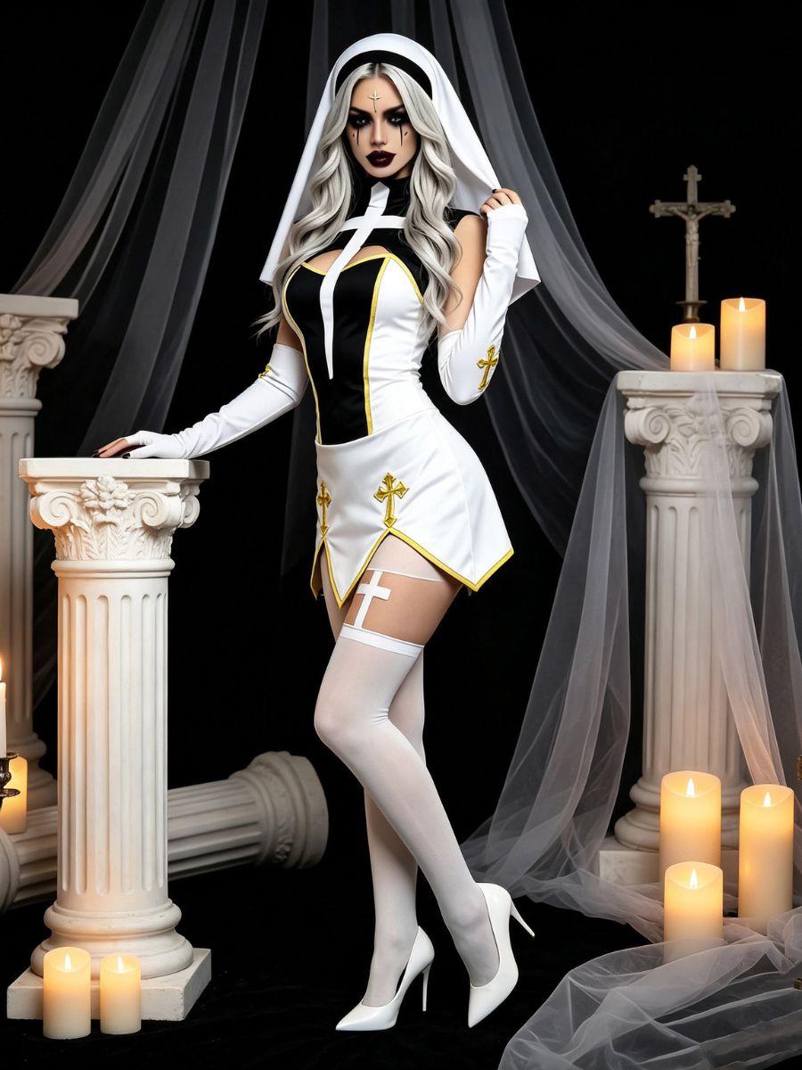 Women Anime Nun Cosplay Dress - Image 2