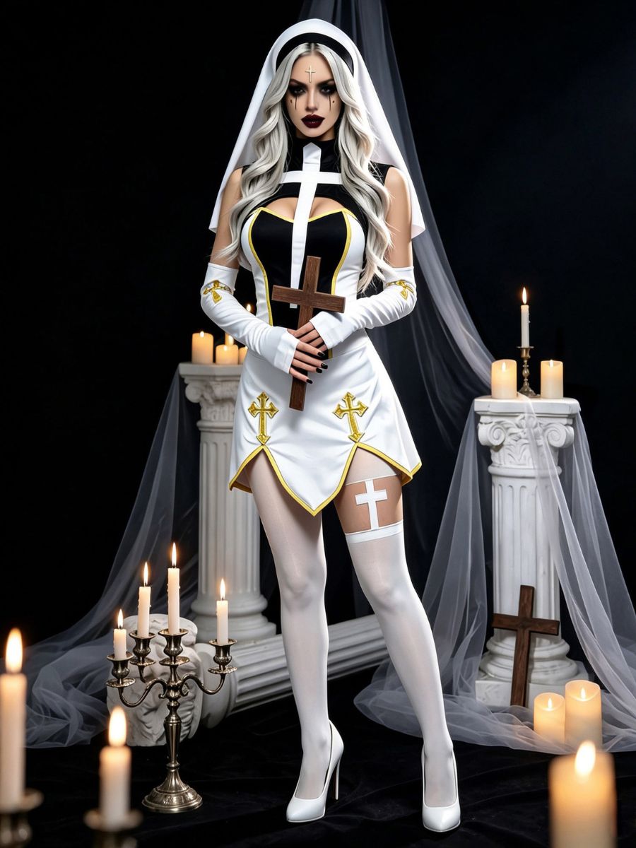 Women Anime Nun Cosplay Dress