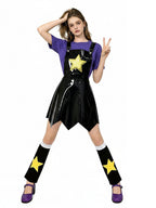 Halloween Costume Black PVC Star Suspender Dress Cosplay Set - Image 7