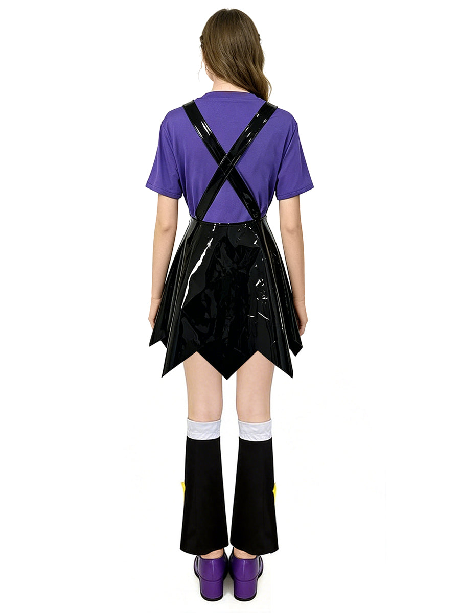 Halloween Costume Black PVC Star Suspender Dress Cosplay Set - Image 8
