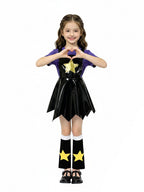 Halloween Costume Black PVC Star Suspender Dress Cosplay Set - Image 3