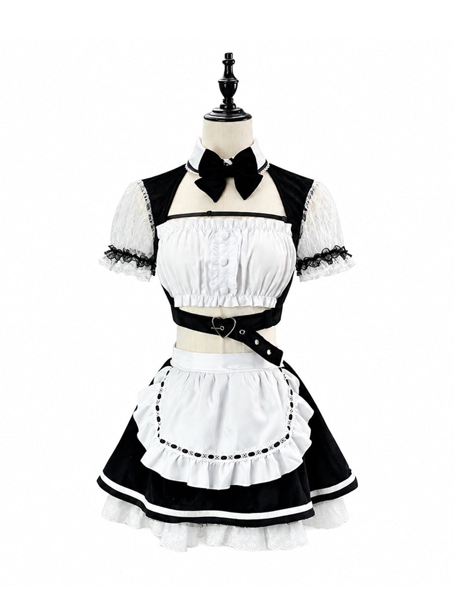 Women Velvet Maid Costume - Image 6