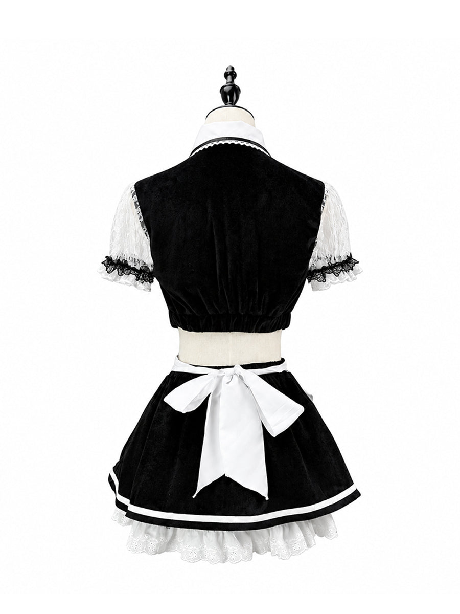 Women Velvet Maid Costume - Image 7